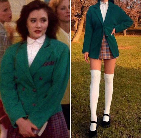 Heather Duke From Heathers Heathers 80s Outfits, The Heathers Halloween Costume, Heather Halloween Costume, 80s Actresses Aesthetic, Heather Duke Inspired Outfits, Heather Duke Cosplay, Heathers Halloween Costume Group, Heathers Movie Outfits, Heather Duke Costume