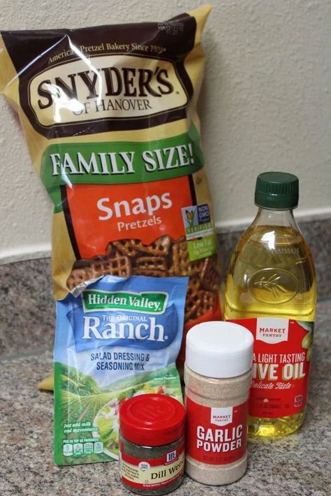 Ranch Dill Snack Mix Recipes, Snack Mix With Pretzels, Pretzel With Ranch Seasoning, Hidden Valley Ranch Pretzels Recipes, Garlic Ranch Pretzels Recipe, Nuts And Bolts Recipe Best Ranch And Dill, Ranch Dill Pretzel Recipes, Ranch Garlic Pretzels, Garlic Dill Pretzels