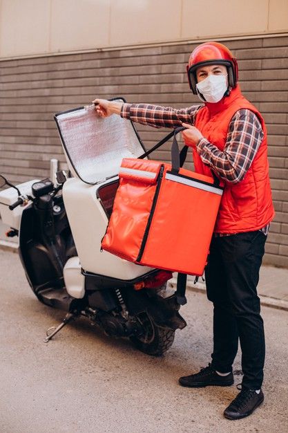 Food delivery boy driving scooter with b... | Free Photo #Freepik #freephoto #food #city #man #box Food Delivery Photography, Free Delivery Design, Occupational Medicine, Delivery Outfit, Burger Delivery, Medicine Delivery, Jose Ramirez, Delivery Boy, Delivery Guy