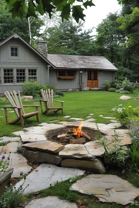 Ignite your backyard's potential with affordable DIY fire pit ideas. Design a welcoming lounge area where friends and family can gather under the stars. Our budget-friendly landscaping designs transform any outdoor space into a cozy retreat. Diy Backyard Lounge Area, Fire Pit Area Ideas Backyard On A Budget, Fire Pit Cottage, Diy Outdoor Area Ideas, Landscape Fire Pit Ideas, Adirondack Fire Pit, Gas Outdoor Firepits, Japandi Landscaping, Stone Firepits Backyard