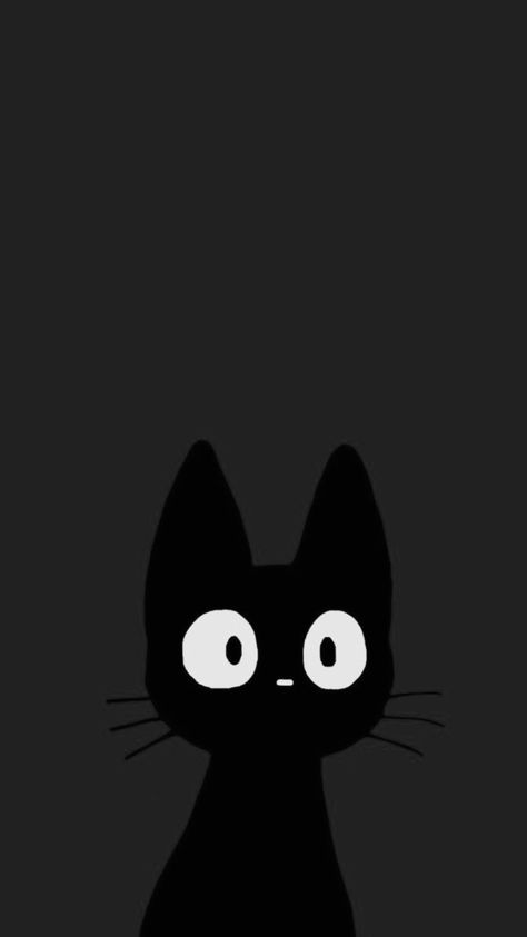 Kiki Cat Wallpaper, Black Cat Cartoon Wallpaper, Cartoon Dark Wallpaper, Black Home Screen, Dark Lockscreen, Jiji Cat, Wallpaper Gatos, Cat Phone Wallpaper, Desain Buklet