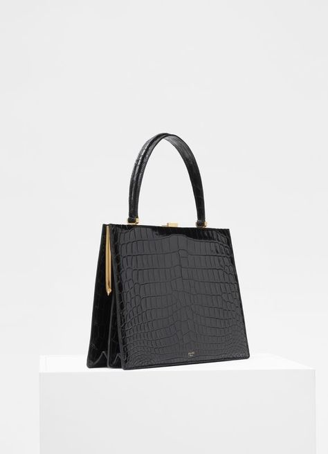 Medium Clasp bag in crocodile | CÉLINE #purses and #handbags leather Purses And Handbags Leather, Celine Purse, Clasp Bag, Handbags Leather, Classic Bags, Burberry Handbags, Leather Gifts, Leather Bags Handmade, Celine Bag