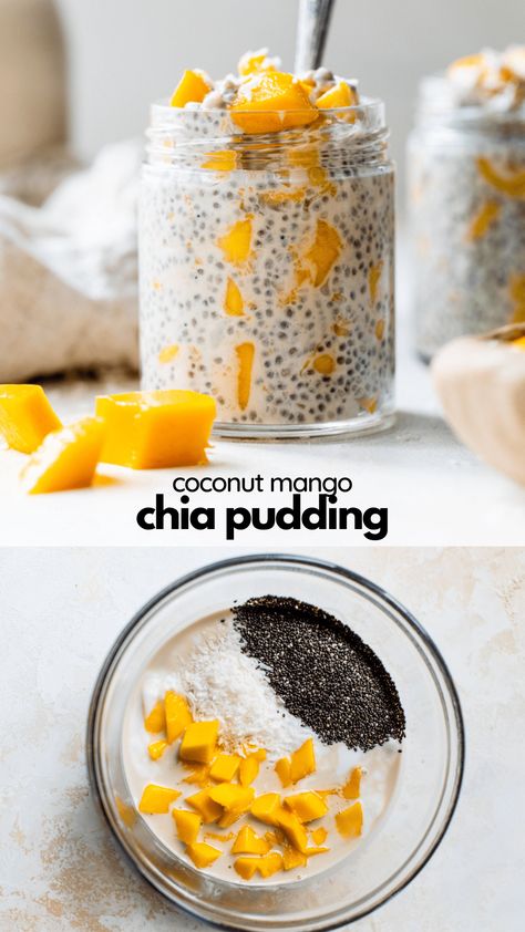 Chai Drinks, Coconut Chia Seed, Coconut Chia Seed Pudding, Mango Chia Pudding, Coconut Chia Pudding, Coconut Chia, Chia Seed Recipes, Chia Pudding Recipes, Mango Coconut