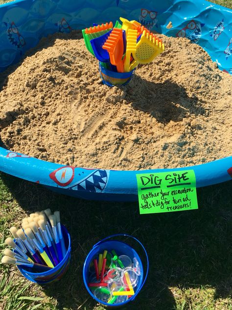 Dinosaur Water Party, Dinosaur 3rd Birthday Party Games, Food Ideas For Dinosaur Party, Outside Dinosaur Birthday Party, Dinosaur Birthday Party Fossil Dig, Dinosaur Birthday Party At The Park, Easy Dino Party, Dinosaur Ranch Birthday Party, Dinosaur Birthday Party Outside