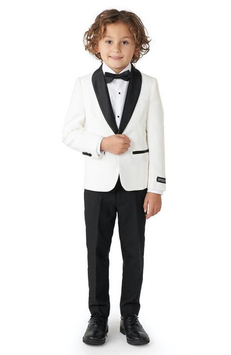 Ring Bearer Outfits: Boys' Wedding Clothes | Nordstrom Boys Formal Outfit, Suit With Bow Tie, Formal Boys Outfit, White Tuxedo Jacket, Kid Tuxedo, Bow Tie Pants, Wedding Outfit For Boys, Bow Tie Suit