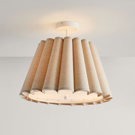 A classic crowning touch, our flush mount light features a handmade shade with fluted detail and the natural texture of linen. An effortless match for any decor, it's paired with a hand-painted white fixture and a light-softening diffuser. DETAILS THAT MATTER Crafted of iron with an acrylic diffuser. Finished by hand in a child-safe powder coated paint in a Simply White. Features a linen and PS shade in a Natural color with a polycotton and PS interior. We created an interactive lighting guide t Scalloped Light Fixture, Ceiling Light Nursery, Jute Flush Mount Light, Semi Flush Mount Lighting Hallway, Nursery Flush Mount Lighting, Flush Mount Drum Light, Ceramic Flush Mount, Ceramic Flush Mount Light, Large Semi Flush Mount Ceiling Lights