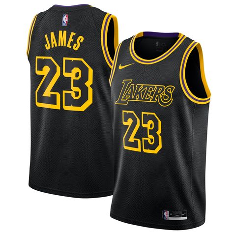 Nike's City Edition uniforms are uniquely designed to pay homage to their cities and their passionate local fan bases. As one of those dedicated supporters, make sure you are repping the Los Angeles Lakers appropriately this season in this City Edition Swingman Jersey. It features detailed LeBron James graphics that boldly put your Los Angeles Lakers pride on full display. Julius Randle, Lakers Jersey, Basket Nba, Basket Noir, Nba Sports, Russell Westbrook, Anthony Davis, Nike Classic, Basketball Uniforms