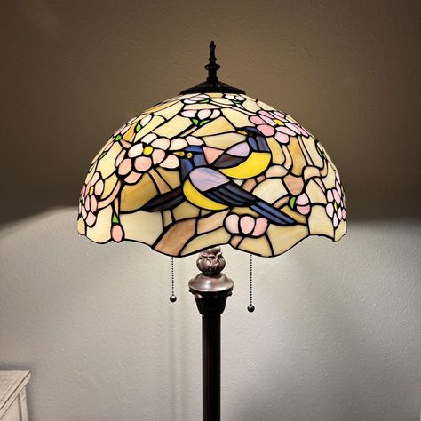 Fleur De Lis Living Shelli Tiffany Floor Lamp Pink/Brown Stained Glass & Reviews | Wayfair Tiffany Style Floor Lamps, Tiffany Floor Lamp, Lamp Pink, Metal Pole, Distressed Painting, Glass Lamp Shade, Tiffany Style, Copper Foil, Pull Chain