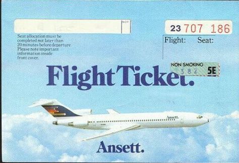 Ansett Ticket Airline Tickets Design, Australia Flight Ticket, Best Day To Buy Airline Tickets, American Airlines Ticket, American Airlines Format, Airline Ticket, Boarding Passes, Airline Tickets, American Airlines