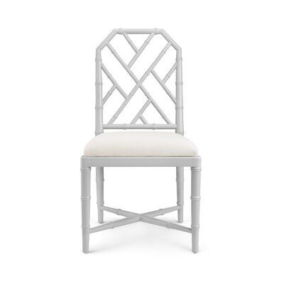 Bungalow 5 The product is handcrafted of solid mahogany in the Chinoiserie style. Stylish design details include the handsome faux-bamboo frame, lattice frets, and tapered legs which give the piece an elegant and graceful line. Leg Color: Gray