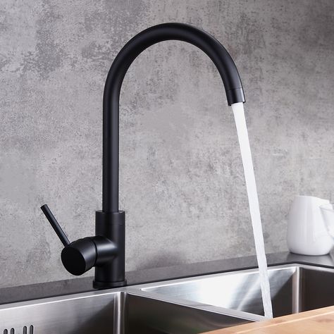 Black Kitchen Sink Faucet, Matte Black Kitchen Sink, Black Kitchen Taps, Matte Black Kitchen, Black Kitchen Sink, Black Kitchen Faucets, Kitchen Sink Taps, Sink Mixer Taps, Single Handle Kitchen Faucet