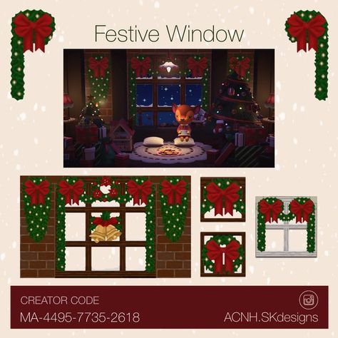 Acnh Christmas Path Codes, Acnh Holiday Codes, Animal Crossing Christmas Design Codes, Acnh Christmas Code, Christmas Door Design, Acnh Christmas, Animal Crossing Guide, Animal Crossing Qr Codes Clothes, Animal Crossing Wild World