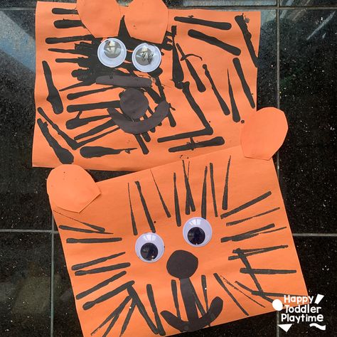 Tiger Art For Preschoolers, T Is For Tiger Preschool, Tiger Art Preschool, Preschool Tiger Craft, Paper Tiger Craft, Tiger Preschool Craft, Tiger Crafts For Toddlers, Tiger Activities For Preschool, Jungle Crafts For Toddlers