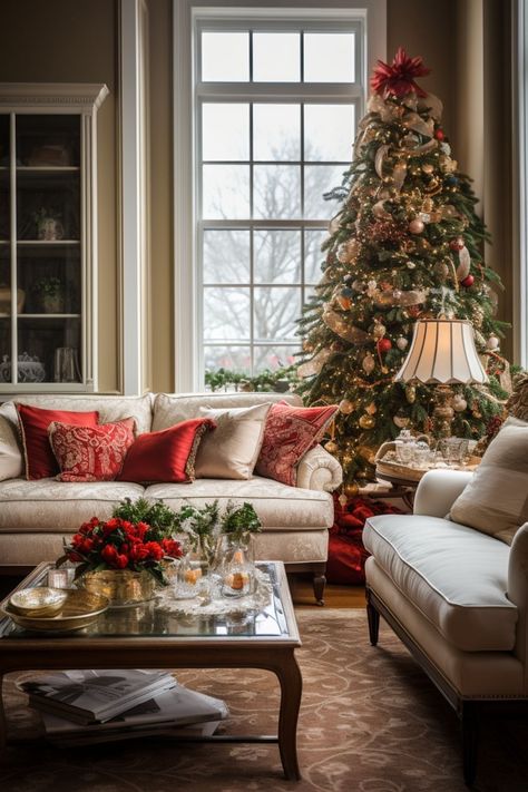 Living Room Designs Cozy, Christmas Rooms, Christmas Living Room, Traditional Christmas Decorations, Annual Sale, Christmas Mantel Decorations, Living Room Design Inspiration, Christmas Decorations Living Room, Christmas Room Decor