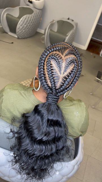 Cornrows With Braided Ponytail, Jasmine Braid Ponytail, Low Feed In Braids Ponytail, Quick Feed In Braid Styles Ponytail, Feeding Braids Ponytail, Stitch Braids With Design Ponytail, Stitch Braids With Curly Ponytail, Low Cornrow Ponytail, Feedin Ponytail Braids With Curls