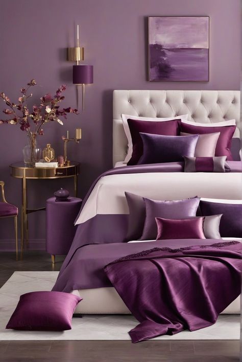 Plum color, Color combinations, Fashion inspiration, 2024 trends Plum Complementary Color, Plum And Sage Bedroom, Aubergine Bedroom, Plum Bedroom, Sage Bedroom, Perfect Color Combinations, Trending Ideas, Good Color Combinations, Update Your Home