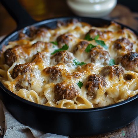 Swedish Meatball Noodle Bake Recipe - Forecipes Meatballs Egg Noodles, Meatballs And Noodles Recipe, Meatball Noodle Bake, Baked Swedish Meatballs, Creamy Swedish Meatballs, Traditional Swedish Meatballs, Lunch Casserole, Noodle Bake, Swedish Dishes