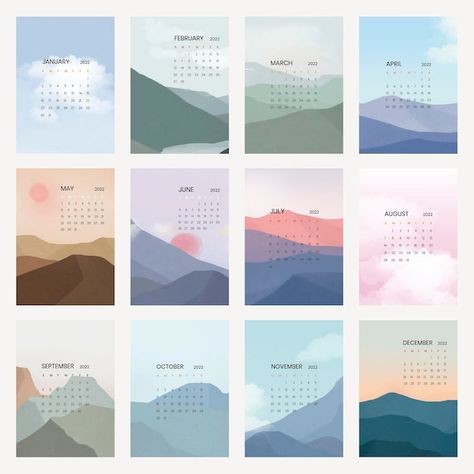 Iphone Wallpaper Vector, January 2022 Calendar, Calendar Design Inspiration, Calendar Aesthetic, Illustration Calendar, Minimal Scandinavian, Calendar Design Template, Calendar Background, Modern Calendar