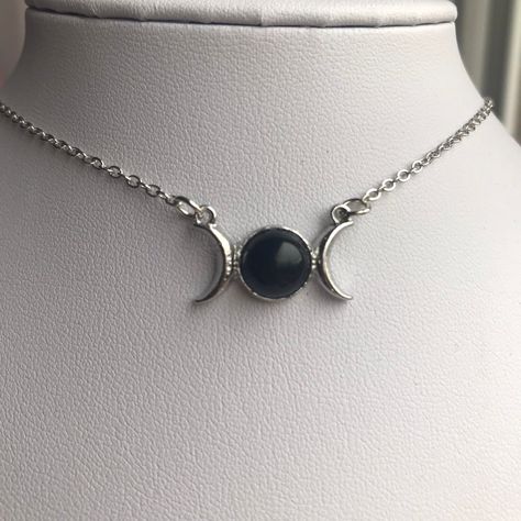 These beautiful Goddess Moon necklaces come in a range of beautiful natural round cabochon gemstones, set in silver . The chain is approximately 18 inches with a a additional extension chain. Onyx, Green Agate, Pink Agate, Lapis Lazuli, Red Jasper, Brown Picture Jasper, Rose Quartz, Sodalite, Tigers Eye. Care Instructions: Costume Jewellery I will send your item to you in perfect condition. Here are a few tips to ensure it stays that way! *Your jewellery should be the last thing you put on and t Moon Goddess Jewelry, Goddess Moon, Moon Goddess Necklace, Moon Accessories, Moon Necklaces, Gothic Engagement Ring, Moon Crescent, Goddess Costume, Pretty Jewelry Necklaces