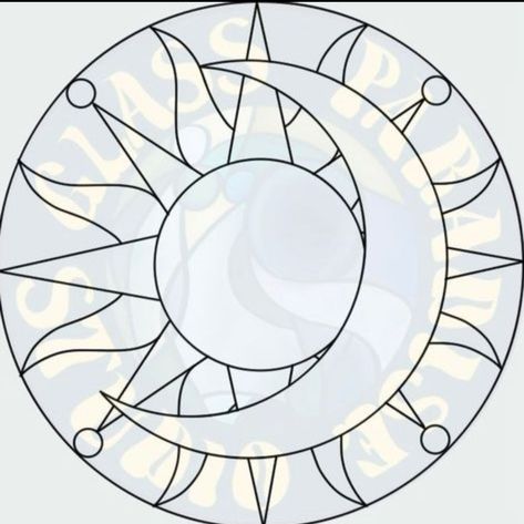 Stained Glass Sun And Moon Patterns, Sun And Moon Mosaic Patterns, Mosaic Sun And Moon, Stained Glass Art Templates, Sun Moon Stained Glass Patterns, Stained Glass Patterns Free Templates, Glass Painting Stencils, Glass Painting Patterns Templates, Moon Stained Glass Patterns