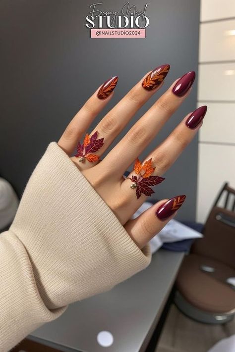 Thanksgiving Nail Designs, Ootd Instagram, November Nails, Fall Manicure, Short Nails Art, Fall Acrylic Nails, Simple Nail Art Designs, Burgundy Nails, Thanksgiving Nails