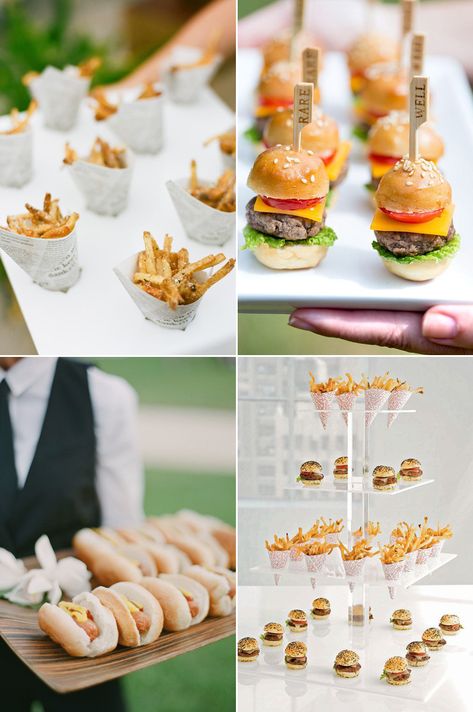 Your guests probably won’t remember every little detail about the wedding, but if the food is fun and tasty, that�’s something they’ll never forget! Modern couples are shying away from the traditional sit-down dinner and getting creative with thoughtful creations that are easy-to-pick-up and encourage human interaction. Get inspired by these unconventional wedding food trends … Wedding Food Ideas, Diy Wedding Food, Wedding Food Stations, Wedding Appetizers, Foods And Drinks, Reception Food, Wedding Reception Food, Unconventional Wedding, Wedding Buffet