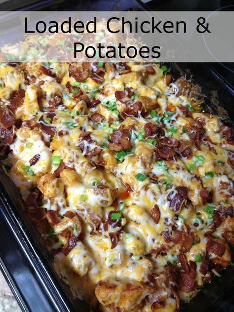 Loaded Chicken And Potatoes, Loaded Chicken, Potato Chicken, Chicken And Potatoes, Loaded Potato, Bean Pot, Yummy Casseroles, Tater Tots, Chicken Potatoes