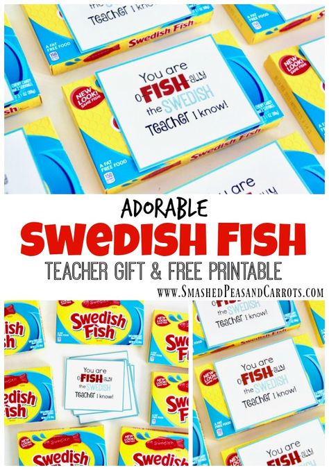 Swim Teacher Thank You, Swedish Fish Gift Ideas, Lds Primary Teacher Appreciation Gifts Free Printables, Swim Teacher Appreciation Gifts, Free Teacher Appreciation Printables, Thank You Baskets, Volunteer Appreciation Gifts, Coffee Gift Basket, Swedish Fish