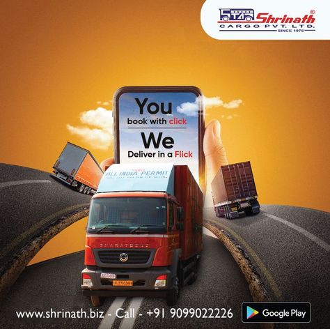 #FullLoad and #PartLoad #CargoServices by #ShrinathCargoPvtLtd Inquire now - 9099022226 We at 𝗦𝗵𝗿𝗶𝗻𝗮𝘁𝗵 𝗖𝗮𝗿𝗴𝗼 𝗣𝘃𝘁 𝗟𝘁𝗱 offer a wide range of Logistics and Cargo Services. 📍 250+ centers ⏳ Timely Delivery 📦 Safe Transport . . #ShrinathCargo #Cargo #cargoservice #fastandreliable #secureandsafe #dailyservice #logistics #cargotrucks #parcel #cargoandfreight #cargoandlogistics Logistics Ads, Logistics Creative Ads, Logistics Poster, Logistics Design Creative, Post Flyer, Logistics Design, Tourism Design, Restaurant Advertising, Cargo Truck