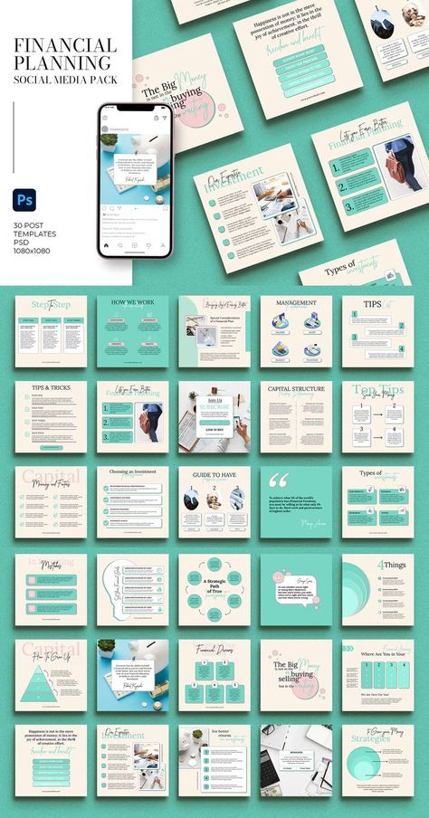 Financial Planning Instagram Template PSD Instagram Plan, Management Tips, Instagram Post Template, Financial Planning, Post Templates, Social Media Template, Instagram Template, Social Media Post, Branding