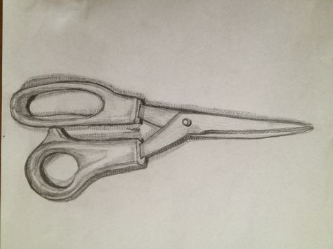 Scissors Scissors Reference Drawing, Scissors Drawing Easy, Scissors Painting, Hair Scissors Drawing, Scissors Sketch, Scissors Drawing, Industrial Design Sketch, Still Life Drawing, Life Drawing