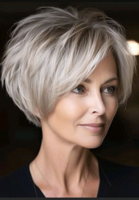 Pixie Haircut Ideas, Κούρεμα Bob, Short Silver Hair, Short Hair Images, Layered Haircuts For Medium Hair, Hairstyles And Haircuts, Short Sassy Hair, Hairstyles For Women Over 50, Bob Haircut For Fine Hair