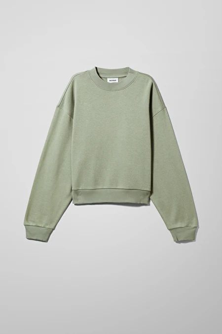 Amaze Sweatshirt - Sage Green - Hoodies & sweatshirts - Weekday DK Sage Green Sweatshirt, Sage Green Hoodie, Shopping List Clothes, Swedish Street Style, Turtleneck T Shirt, Women's Hoodies, Womenswear Fashion, Green Sweatshirt, Green Hoodie