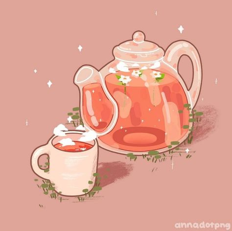 Cute Lamp Drawing, Tea Pot Drawing, Tea Pot Illustration, Teapot Drawing, Kawaii Cups, Chibi Food, Wallpaper Icon, Cute Fall Wallpaper, Cute Food Drawings