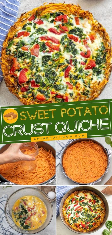 Potato Crust Quiche, Sweet Potato Crust Quiche, Sweet Potato Crust, Gluten Free Quiche, Easy Spring Recipes, Vegetarian Quiche, Potato Crust, Quiche Recipes Easy, Healthy Potatoes