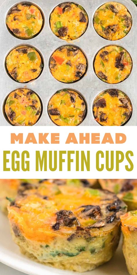 Easy egg muffin cups are the best make ahead healthy breakfast recipe! Perfect grab and go breakfast for busy mornings. Egg White Muffin Cups, Make Ahead Healthy Breakfast, Breakfast Egg Muffin, Egg White Muffins, Easy Egg Muffins, Muffin Cups Recipes, Recipe With Spinach, Egg Muffin Cups, Delicious Meal Prep