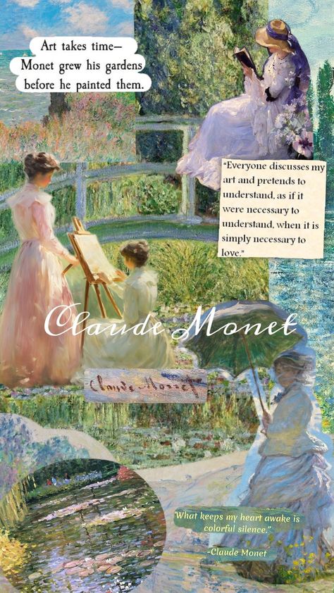 Claude Monet Collage<3 tags #monet #claudemonet #art #collageart Claude Monet Collage, Cloud Monet, Phonecase Ideas, Artist Research Page, Monet Claude, Field Wallpaper, Claude Monet Paintings, Claude Monet Art, Monet Art