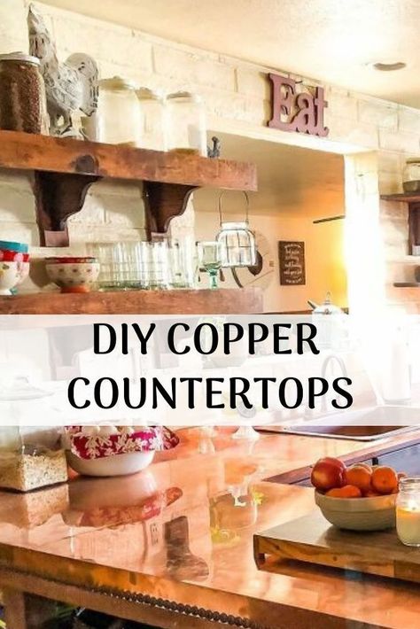 Give your 70's kitchen a whole new look with this great countertop makeover. Your kitchen will look even better with this fabulous farmhouse look. #farmhouse #kitchen #diy #hometalk Countertop Decor Ideas Kitchen, Decoration Ideas Kitchen, Copper Countertops, Countertop Decor Ideas, Farmhouse Kitchen Diy, Painting Laminate Countertops, Diy Concrete Counter, Circle Ideas, Countertop Makeover