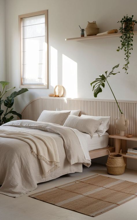 29 Japandi Bedroom Ideas for a Calm and Minimalist Vibe Japandi Scandinavian Bedroom, Soft Minimalism Bedroom, Japandi Murphy Bed, Japandi Bedroom Lighting, Japandi Bed Frame, Modern Minimal Bedroom Design, Scandi Bedroom Ideas, Japandi Bed, Bedroom Scandinavian Style