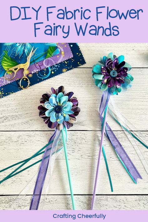 Fairy Birthday Party Activities, Fairy Flower Crown, Handmade Fabric Flowers, Fairy Theme Party, Flowers Ribbon, Magic Crafts, Fairy Garden Designs, Diy Wand, Fairy Birthday Party