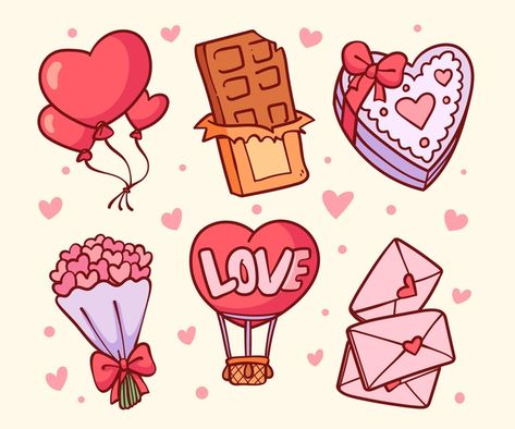 Valentines Day Designs Illustration, Cute Valentines Stickers, Valentine’s Day Drawing Ideas, Valentine’s Day Doodles, Valentine Illustration Cute, Valentine’s Day Drawing, Valentine Drawing Ideas, Valentine’s Day Art, Valentine's Day Drawings