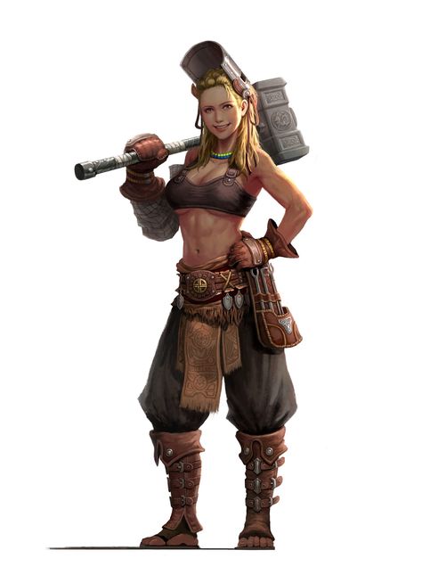 ArtStation - Blacksmith - Peca, Jun Hyunk Lee Black Smith Character Design, Female Pirate, Blonde Female, Black Smith, Heroic Fantasy, Female Character Concept, Model Sheet, Dungeons And Dragons Characters, Female Human