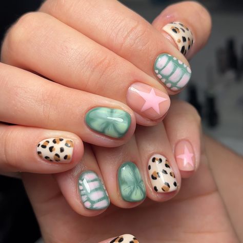 Sam | Nail artist | | Short nail art is my fave 🐳🎟️🐭🐅 Service: level 3 nail art with a builder base Time: 2 hours Price: £48 @olivia_debra All… | Instagram Shorter Nails Designs, Recent Nail Trends, Short Nail Designs Neutral, Painted Nails Ideas Short, Short Nails Gel Designs, Short Acrylic Nails With Design, Short N Sweet Nails, Short Easy Nails, Gel Nails 2024