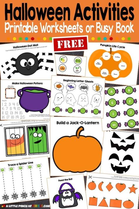 Halloween Worksheets Preschool, Halloween Printable Activities, Halloween Worksheets Free, Halloween Lesson Plans, Halloween Activities For Toddlers, Halloween Activities Preschool, Halloween Lesson, October Activities, Halloween Kindergarten