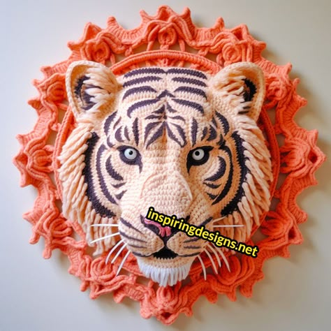 These Crochet Animal Mounts Will Turn Your Living Room Into a Handmade Safari Crochet Animal Heads Free Pattern, Crochet Animal Heads, Animal Heads On Wall, Animal Wall Mount, Animal Mounts, Crochet Wall Hanging, Cow Toys, Crochet Tutorial Pattern, Crochet Dog Patterns