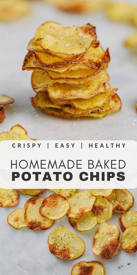 Crispy Baked Potatoes, Baked Potato Chips, Chip Recipe, Potato Chip Recipes, Healthy Chips, Healthy Potatoes, Homemade Chips, No Going Back, Gluten Free Recipe