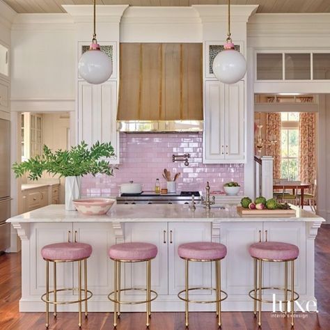 House Aesthetics, Glam Pad, Bachelorette Pad, House Organisation, Pink Cottage, Island Kitchen, Future Apartment, Luxe Interiors, Dream House Rooms