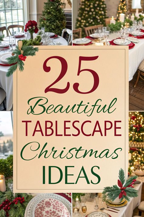 🎄 Looking for inspiration for your Christmas tablescape? ✨ Discover a variety of themes, from traditional to modern, rustic to glam. 🍽️ Explore creative centerpieces, place settings, and decorative touches. 🎁 Make your festive gatherings unforgettable with these inspiring ideas! 🎉 2023 Tablescape Trends, Simple Holiday Table Settings, Simple Tablescapes For Christmas, Unique Christmas Tablescapes, Classy Christmas Table Settings, Table Scaping Ideas, Christmas Dining Tables, Christmas Tablescapes 2024, Decorating Table For Christmas