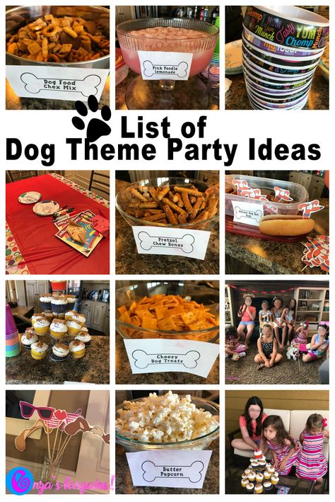 Dog Themed Party Food and Party Ideas Dog Birthday Food Ideas, Puppy Birthday Food Ideas, Puppy Shower Food Ideas, Dog Themed Birthday Party Ideas Food, Pawty Dog Party Food, Puppy Themed Food, Kids Dog Themed Birthday Party, Dog Themed Birthday Party Ideas For Kids, Puppy Party Theme Food