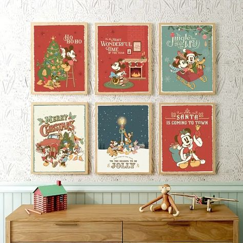 Mickey Friends Christmas Canvas Posters Retro Art - Temu Canada Kids Christmas Bedroom, Playroom Christmas, Indoor Painting, Disney Movie Posters, Disney Illustration, Vintage Letters, Christmas Dreaming, Retro Kunst, Retro Art Deco